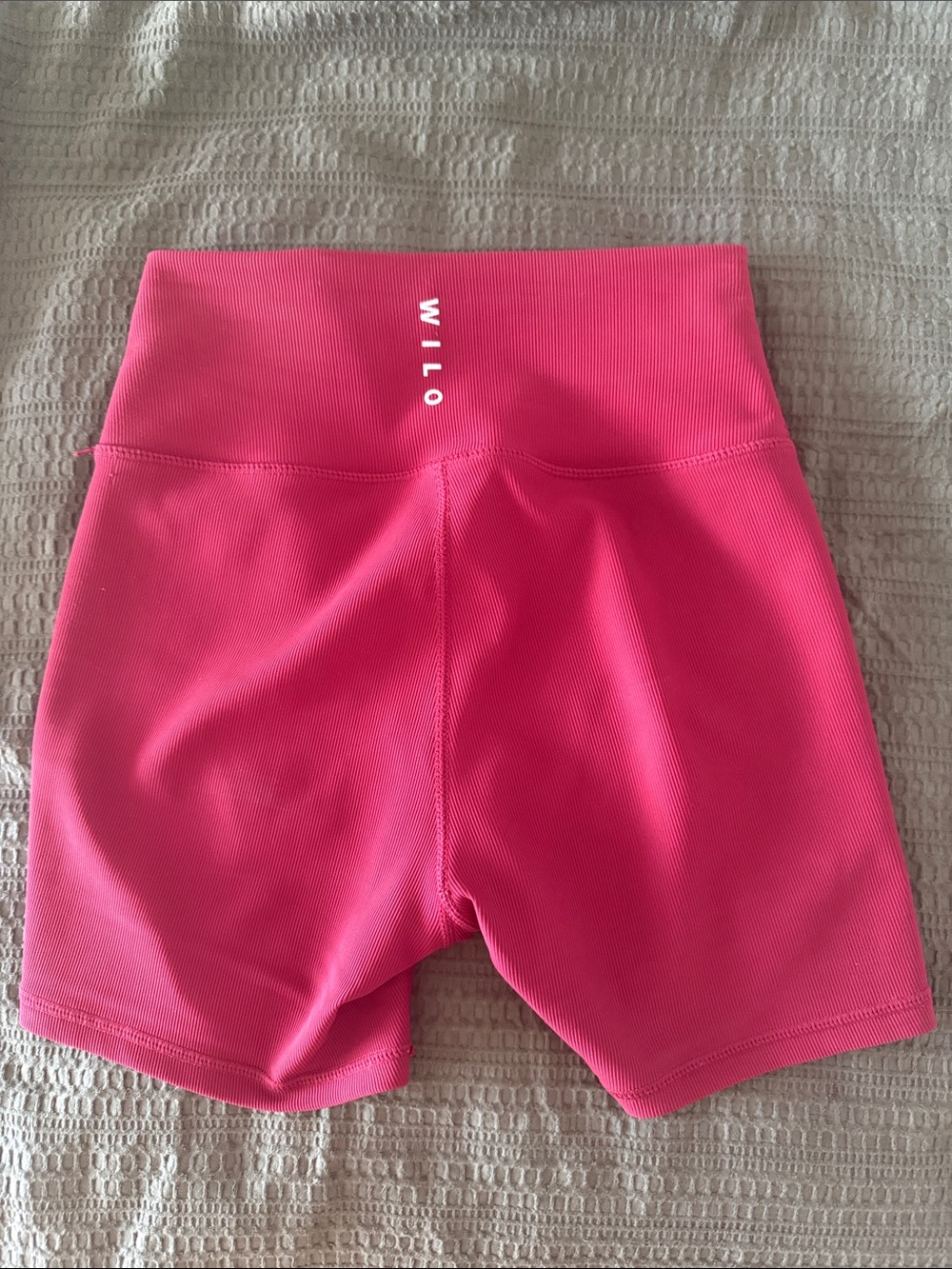 Wilo the Label magenta ribbed exercise workout Bike high waisted fitness shorts